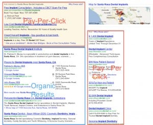 Anatomy of a Search Result page, by PBHS a Dental Website Design company